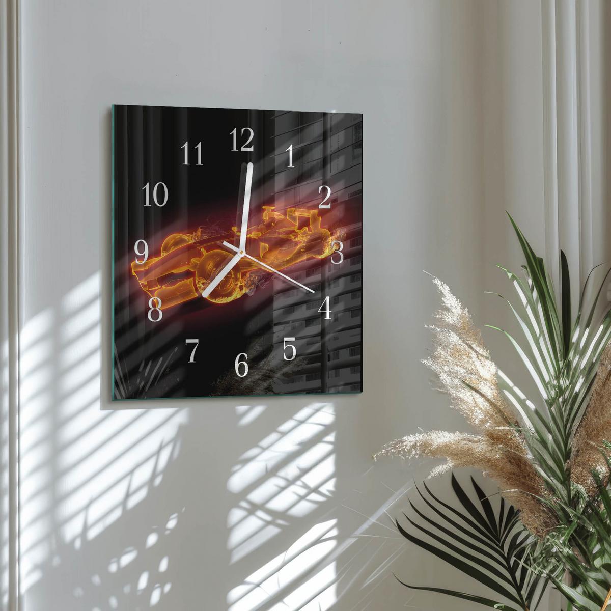 WANDUHR aus Glas 30x30 cm - Schrott - Orange, Glas (30/30/0.4cm) - TULUP