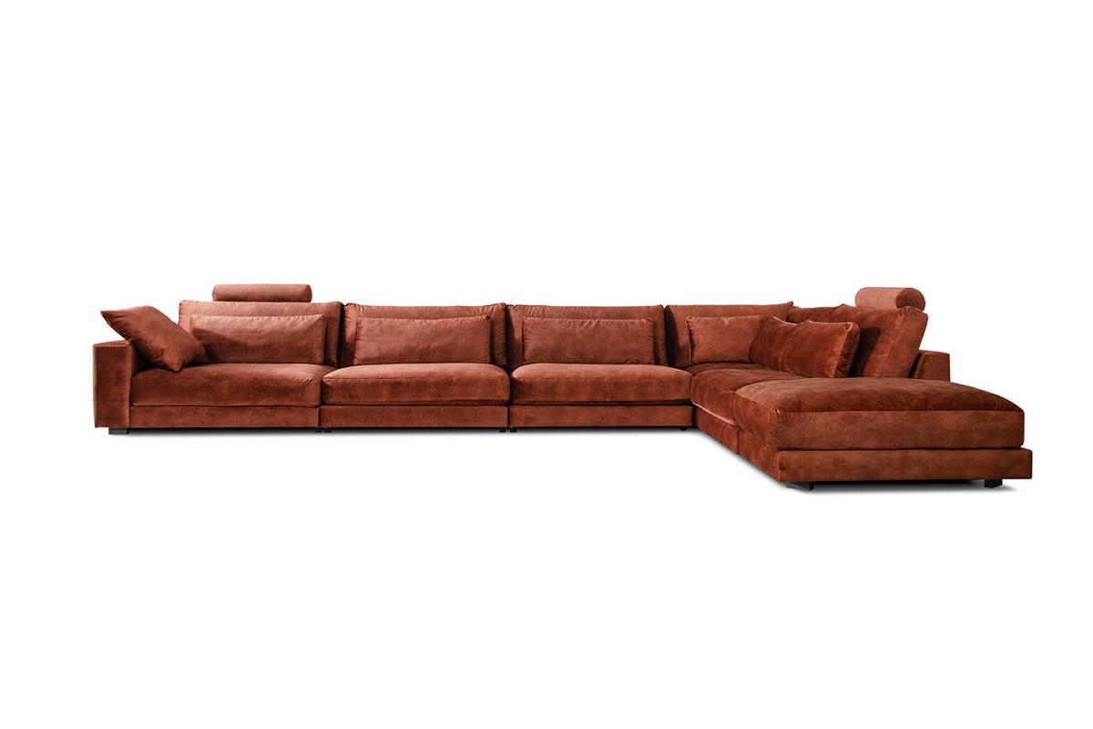 ECKSOFA ETICO Braun Velvet - Schwarz/Braun, Textil (513/330cm) - KAWOLA
