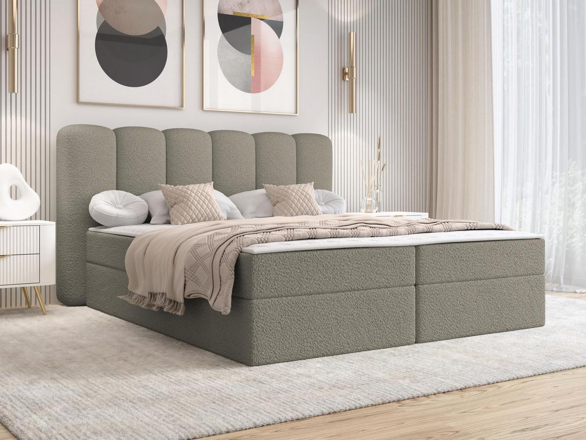 BOXBETT Softi 1 Boucle - H3 - Schwarz/Cappuccino, Holz/Holzwerkstoff (140/200cm) - MIRJAN24