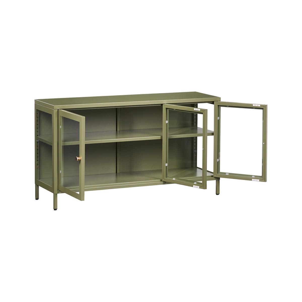 SIDEBOARD mit Glastüren Metall 115 cm Grün Newport - Goldfarben/Grün, Metall (115/64/35cm) - Beliani