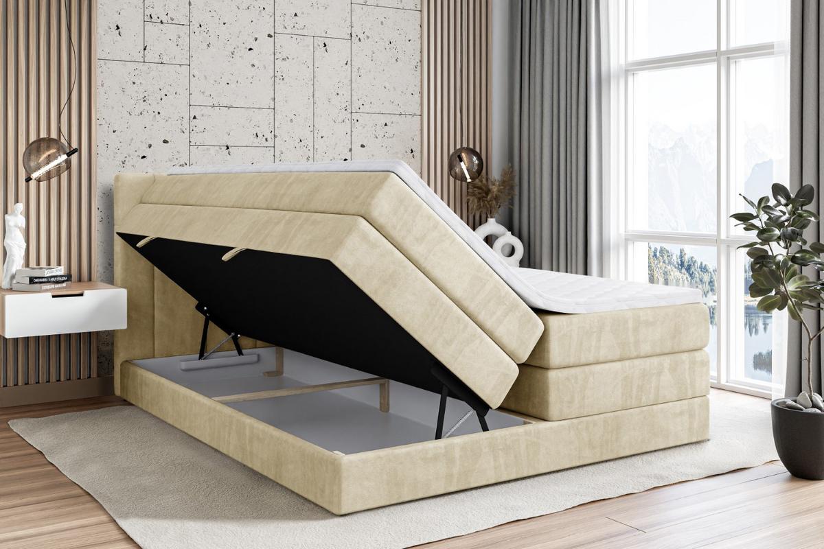 BOXSPRINGBETT CATOR KING - 180x200 - H3/H4 - Beige - Beige, Holzwerkstoff (180/200cm) - ALTDECOR