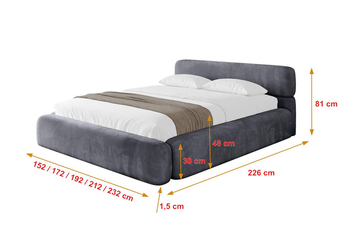 POLSTERBETT mit Bettkasten und Lattenrost, Bett mit Matratze H3/H4 - ENORA-V1 180x200 Dunkelgrau - Dunkelgrau, Holzwerkstoff/Textil (180/200cm) - ALTDECOR