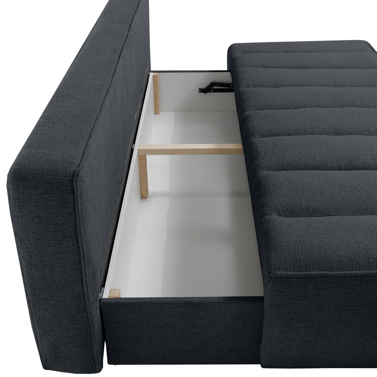 SCHLAFOSOFA Doris mit Schlaffunktion und Bettkasten, DL-System, Schwarz - Schwarz, Textil (210/88/100cm) - Beautysofa