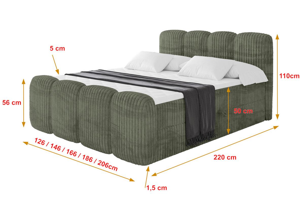 BOXBETT mit Matratze H4 und Lattenrost - NINA-Z - 160x200 cm Tila - Olive - Olivgrün, Holzwerkstoff (160/200cm) - ALTDECOR