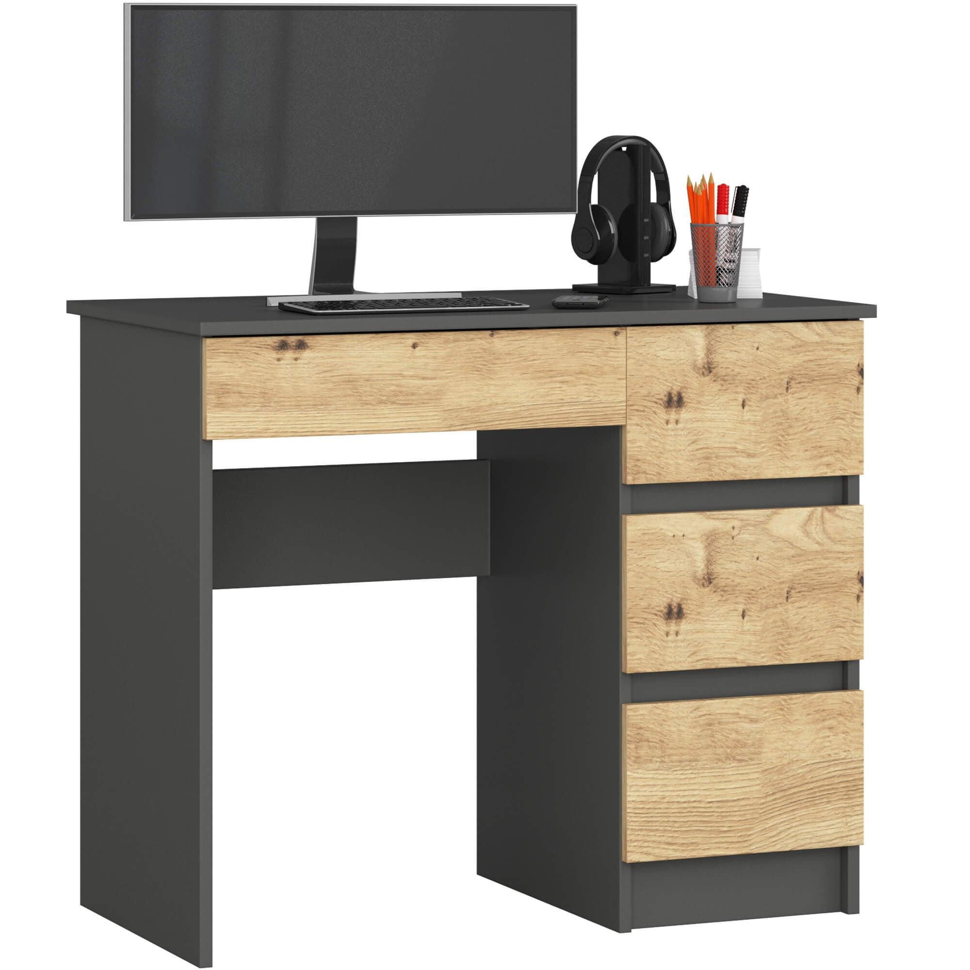 SCHREIBTISCH Graphit Grau, Eiche Artisan 77/90/50 - Eiche Artisan, Holzwerkstoff (98/51/77cm) - RAUMHIRSCH FURNITURE