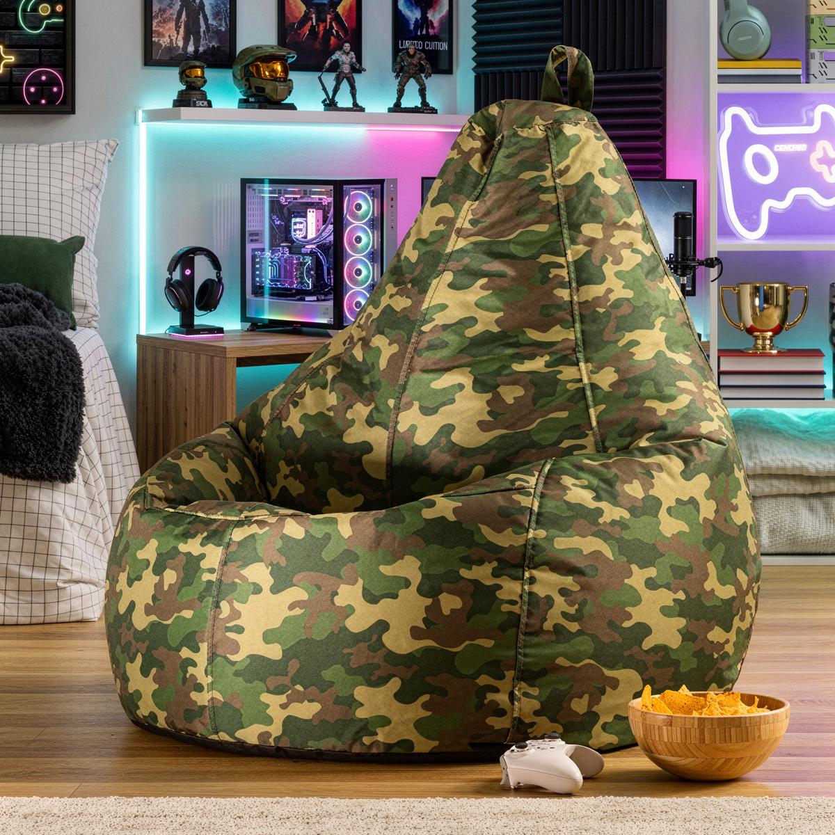 SITZSACK Gaming Camouflage - Grün, Textil (90/73/84cm) - icon