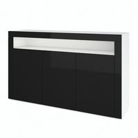 SIDEBOARD Valencia Schwarz Hochglanz / Schwarz Hochglanz - Schwarz Hochglanz, Holzwerkstoff (155/92/40cm) - Vladon