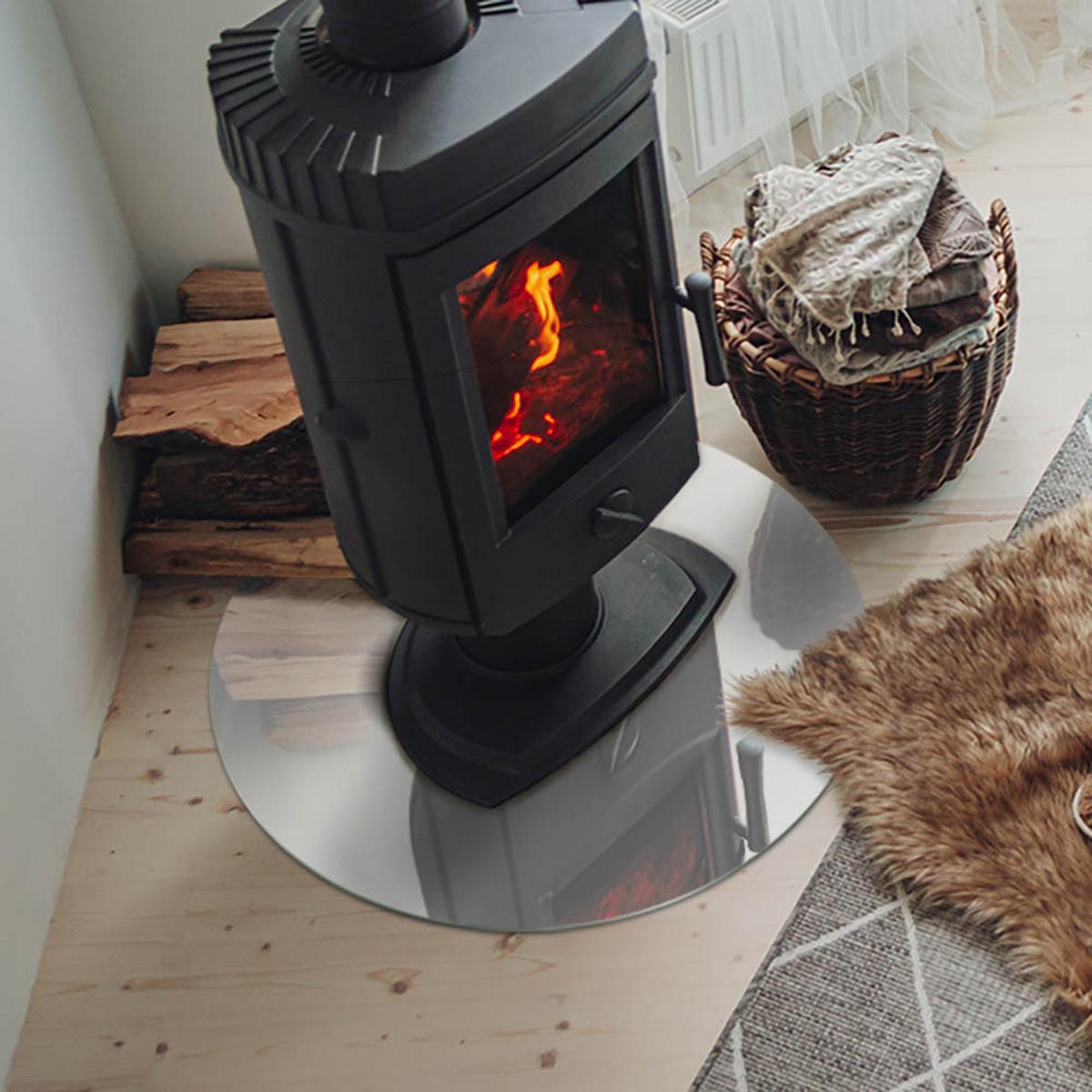GLASPLATTE für Kamin Ø 60 cm - Grau, Glas (60/60/0.4cm) - TULUP