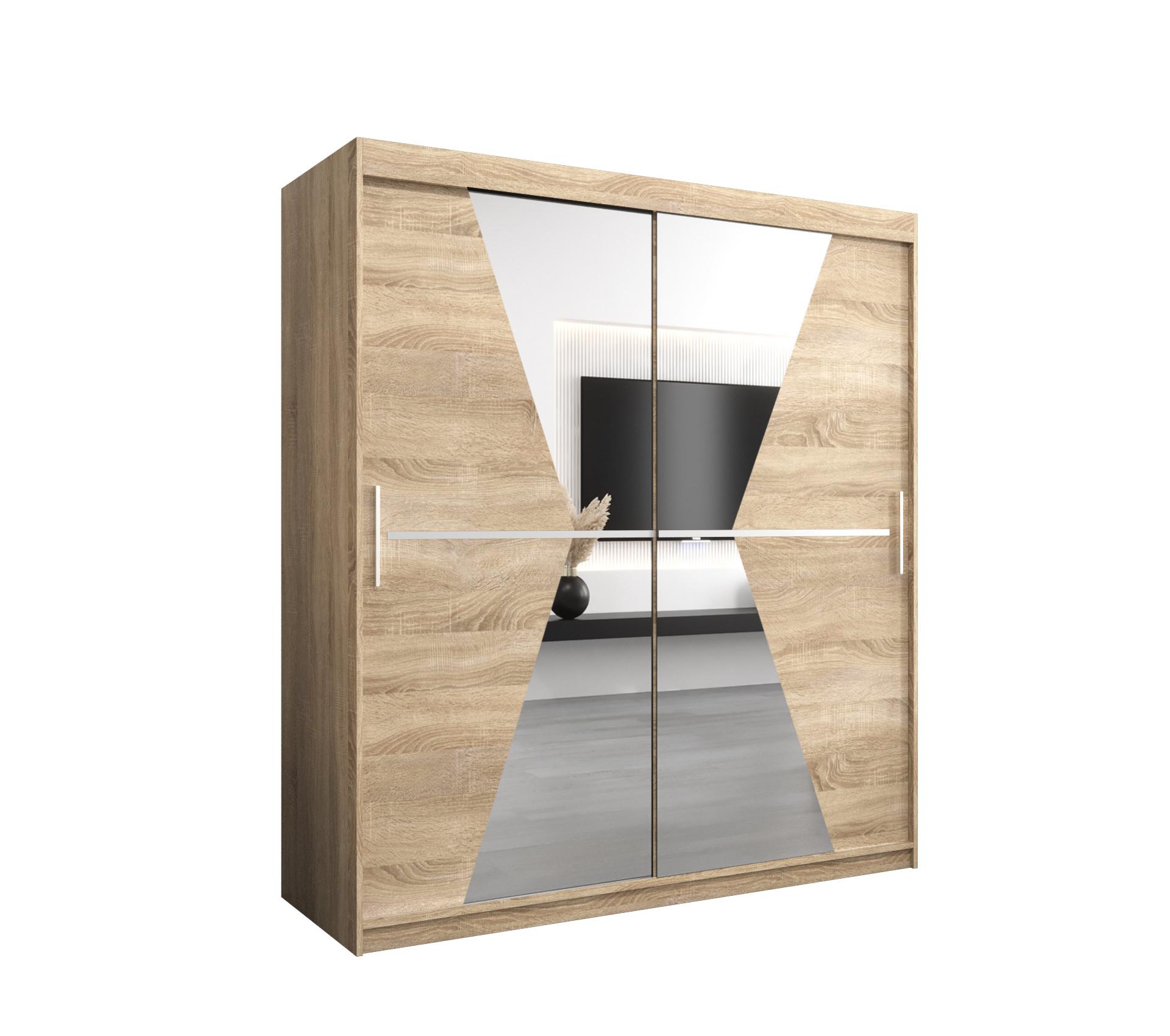 SCHWEBETÜRENSCHRANK 200/180/62 2-türig - Silberfarben/Sonoma Eiche, Holz/Kunststoff (180/200/62cm) - MÖBEL KRYSPOL
