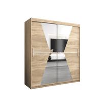 SCHWEBETÜRENSCHRANK 200/180/62 2-türig - Silberfarben/Sonoma Eiche, Holz/Kunststoff (180/200/62cm) - MÖBEL KRYSPOL