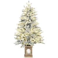 WEIHNACHTSBAUM künstlich 120 cm Christbaum mit Schnee, LED Leuchte Grün+Weiß - Grün, Kunststoff (120cm) - HOMCOM