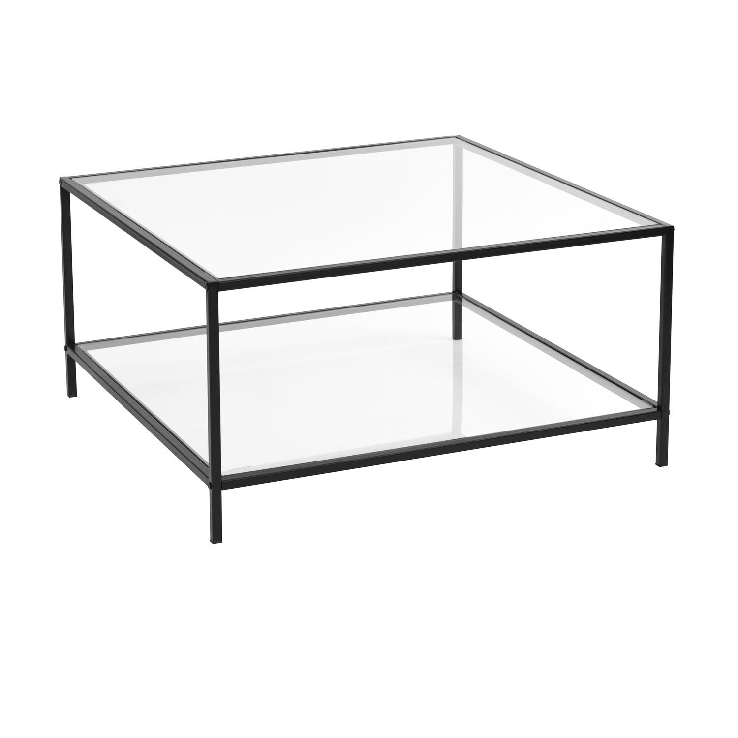 COUCHTISCH Glasplatte kratzfest & Metallgestell stabil 80X80cm - Schwarz, Glas/Metall (80/80/42cm) - Urban Meuble