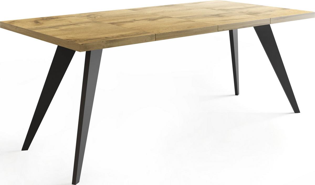 ESSTISCH Quadro quadratischer ausziehbarer, Wotan Eiche 100-200/100/76 cm - Eiche Wotan/Schwarz, Holz/Holzwerkstoff (100/200/76cm) - WFL GROUP