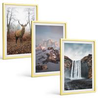 BILDER SET 3er Set - 40x60 cm Goldrahmen - Wilde Berglandschaften - Goldfarben, Kunststoff (40/60cm) - TULUP