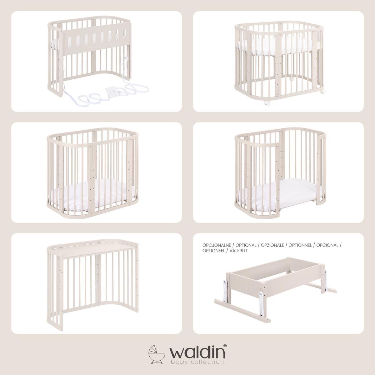 BABYBETT Kaschmir, 5in1 mit Matratze - Kaschmir, Holz/Textil (66/93cm) - waldin