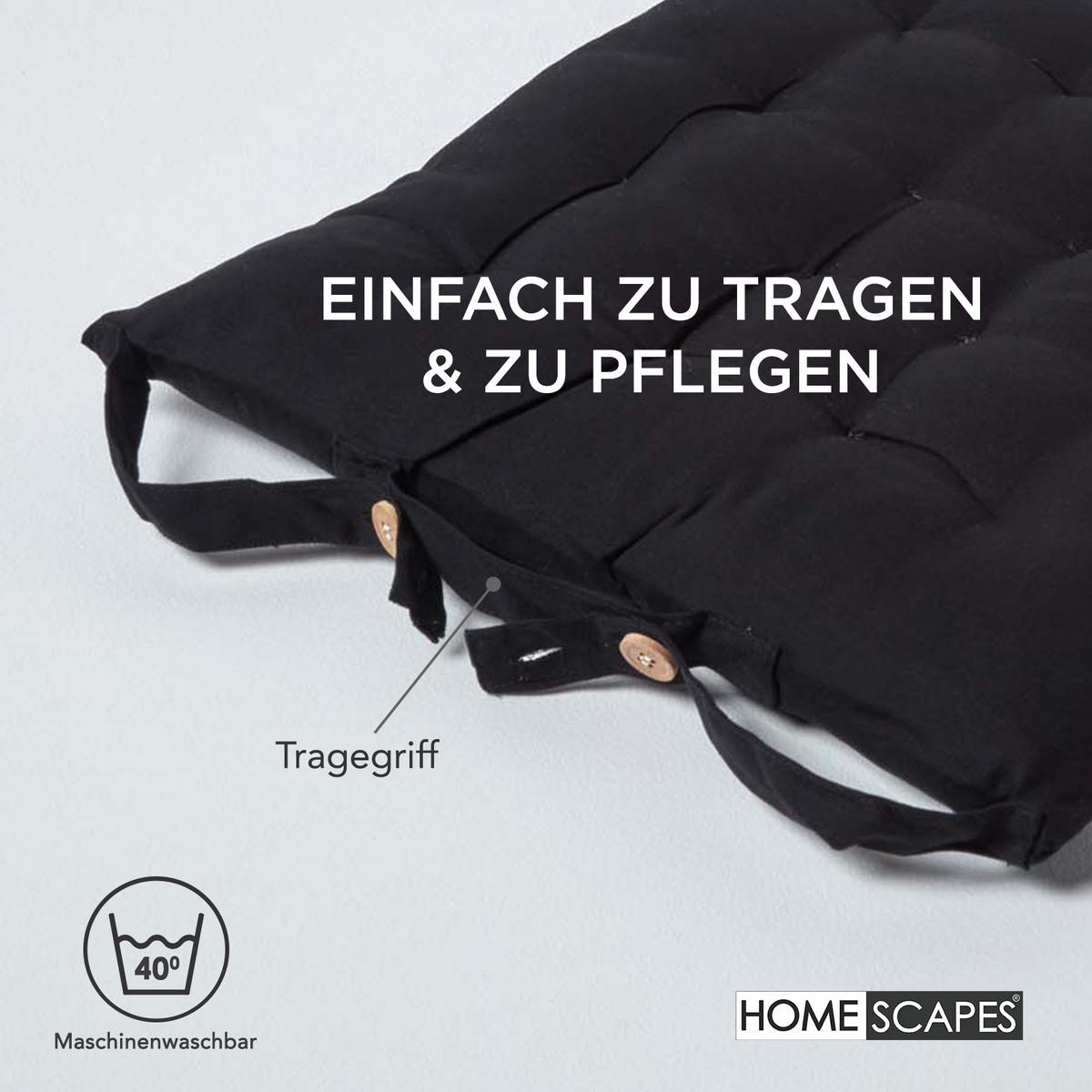 STUHLKISSEN 6er-Set schwarz 40/40/6,5 cm - Schwarz, Textil (40/40/6.5cm) - Homescapes