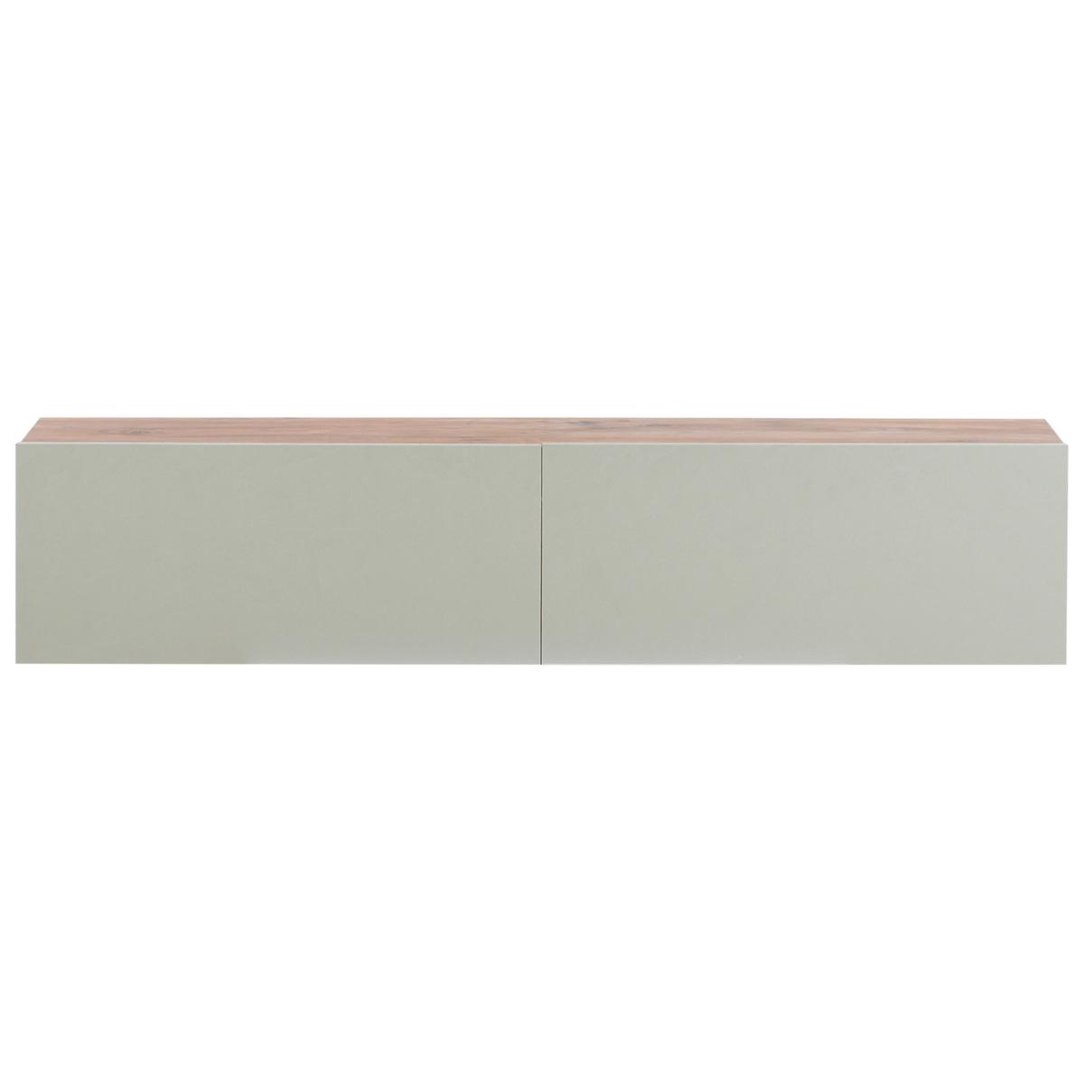 WANDMONTIERTER-TV-SCHRANK Grün/Braun Gladstone - Braun/Grün, Holzwerkstoff (140/30/32cm) - Beliani
