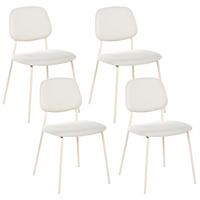 ESSZIMMERSTUHL 4er Set Stoff Cremeweiß Riley - Beige/Weiß, Textil/Metall (48/83/52cm) - Beliani