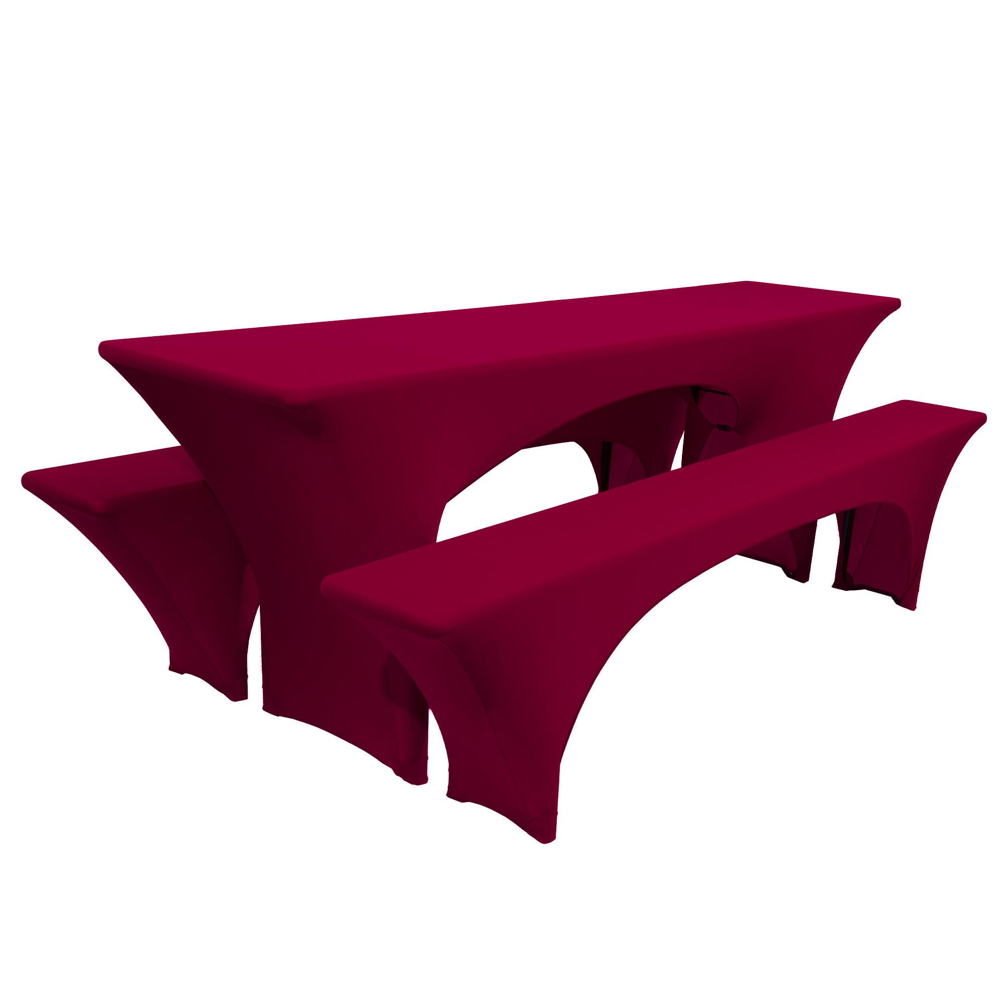 BIERTISCHHUSSE Victoria 70cm Stretch Bordeaux (3tlg) - Bordeaux, Textil (70/220cm) - Beautissu 