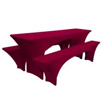 BIERTISCHHUSSE Victoria 70cm Stretch Bordeaux (3tlg) - Bordeaux, Textil (70/220cm) - Beautissu 