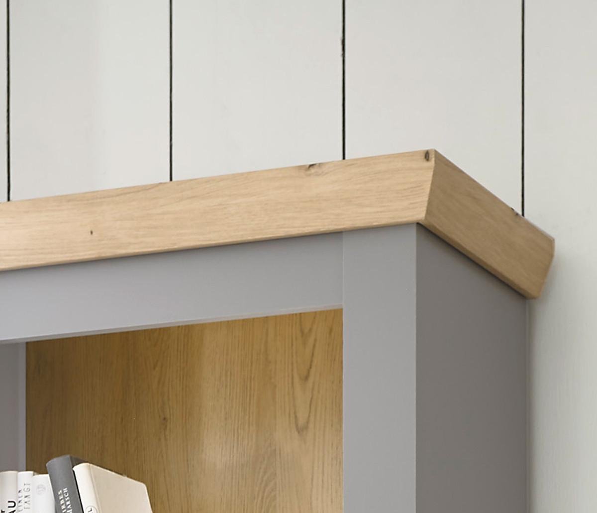 WOHNWAND grau, Artisan Eiche Landhaus 4-teilig 328 cm, Wohnkombination mit viel Stauraum - Silberfarben/Hellgrau, Holzwerkstoff/Metall (328/201/44cm) - Furn.Design