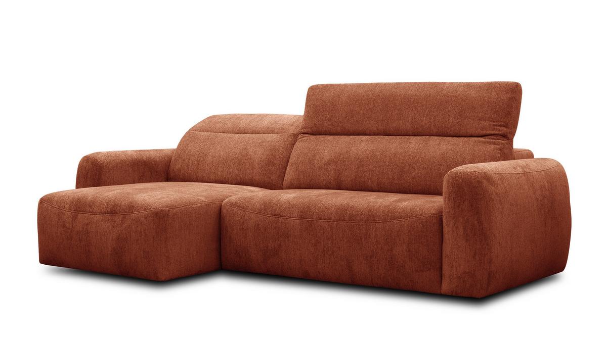 ECKSOFA NERO 4-Sitzer, orange - Schwarz/Orange, Holz/Textil (272/81/159cm) - Wozimo
