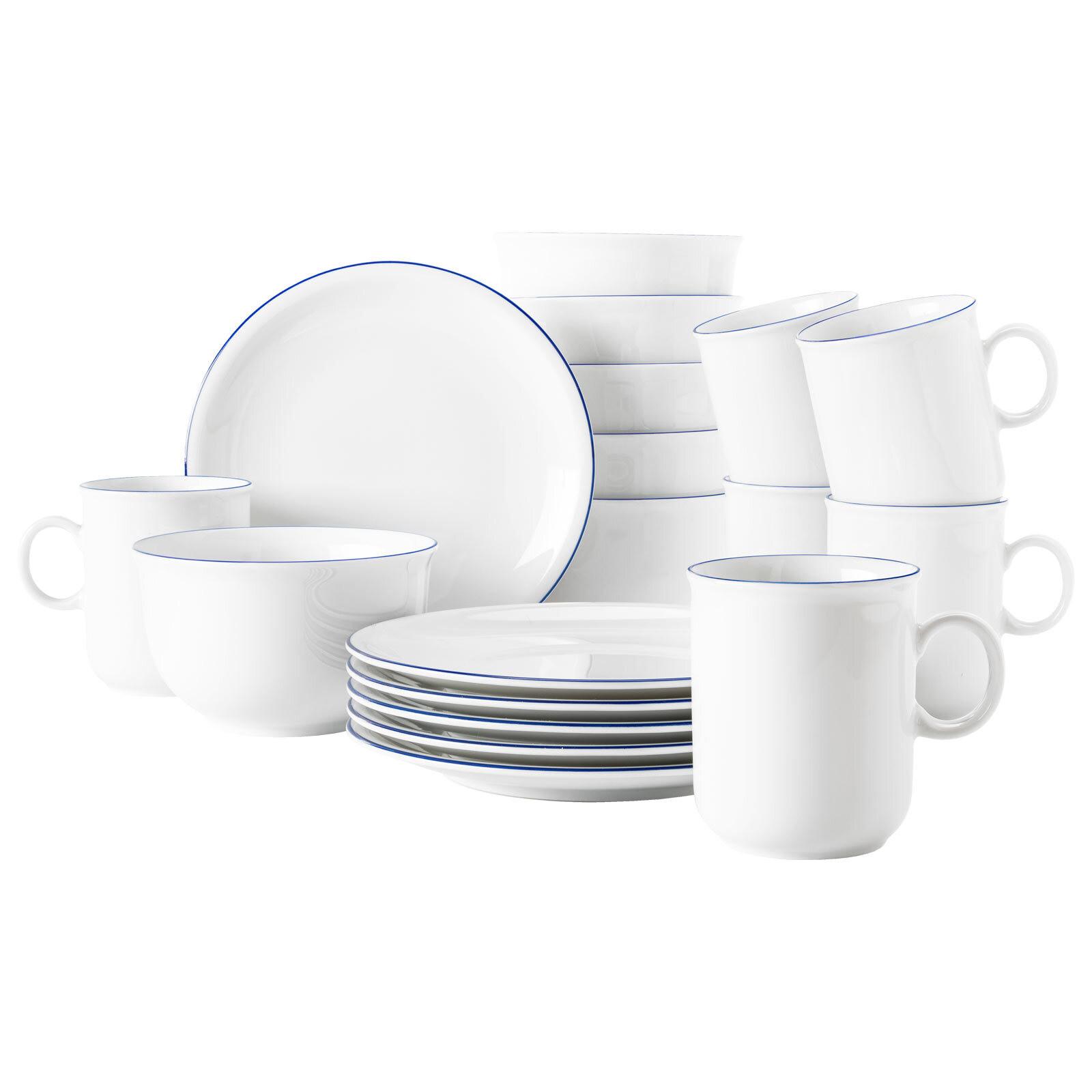 FRÜHSTÜCKS-SET Compact Blaurand weiß-blau 18-tlg. - Blau/Weiß, Keramik (2/2/2cm) - Seltmann Weiden