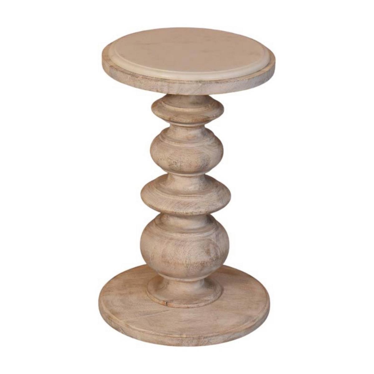 AKZENTTISCH mit Salted-Oak-Finish, Marmorplatte oben, weiß - Weiß, Holz (38/38/60cm) - Artisan Furniture