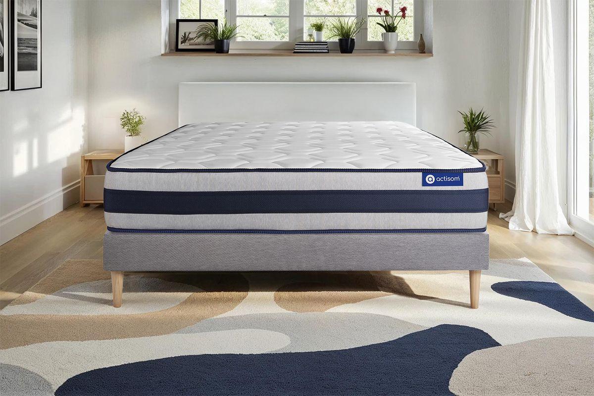 BETT Actiflex ergo Taschenfederkern und Memory-Schaum 80 x 200 cm h4 - Kit Bettgestell Grau - Beige/Grau, Karton/Holz (80/200cm) - ACTISOM