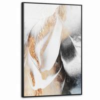 LEINWAND Bilder mit Rahmen - Luxus - Abstrakt - Gold - Weiß - 80x120 - Goldfarben, Textil (80/120cm) - MuchoWow