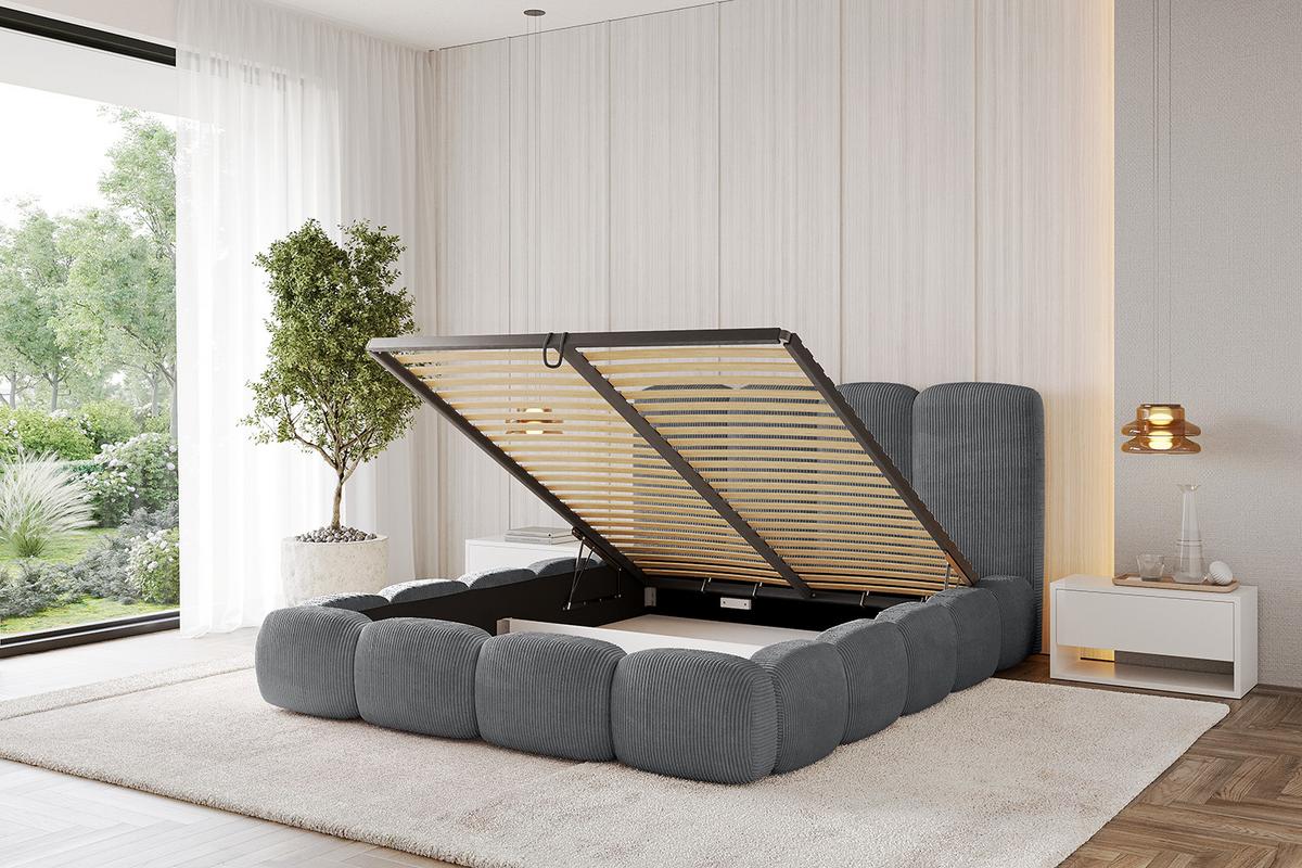 POLSTERBETT mit Bettkasten und Lattenrost, Boxbett ohne Matratze - KALA 200x200 Dunkelgrau - Anthrazit, Holzwerkstoff/Textil (200/200cm) - ALTDECOR