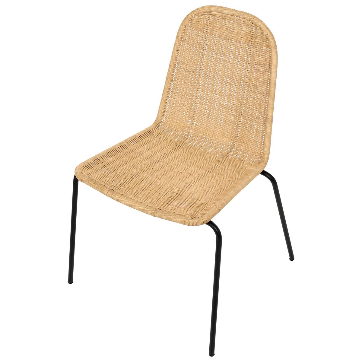 ESSZIMMERSTUHL 2er Set Rattan Naturfarben Roxton - Naturfarben, Naturmaterialen (56/85/54cm) - Beliani