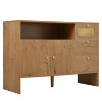 SIDEBOARD holzoptik & rattan mit 3 schubladen & 2 türen - Naturfarben, Holzwerkstoff (105/76/40cm) - Urban Meuble