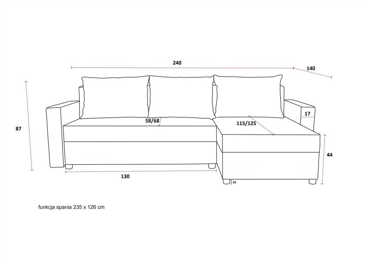 ECKSOFA Juna Mit Schlaffunktion - Beige, Holzwerkstoff/Textil (240/140cm) - Fun Möbel