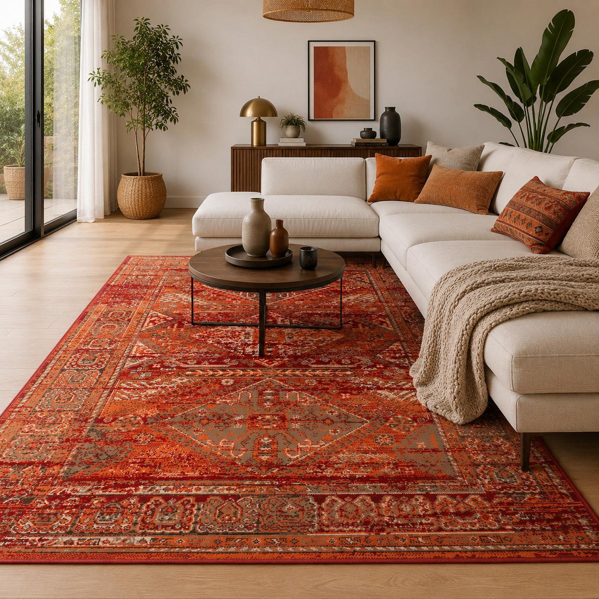 DESIGNER TEPPICH POP-VINTAGE ORIENT BORDÜRE - Terracotta, Textil (120/170cm) - Pergamon