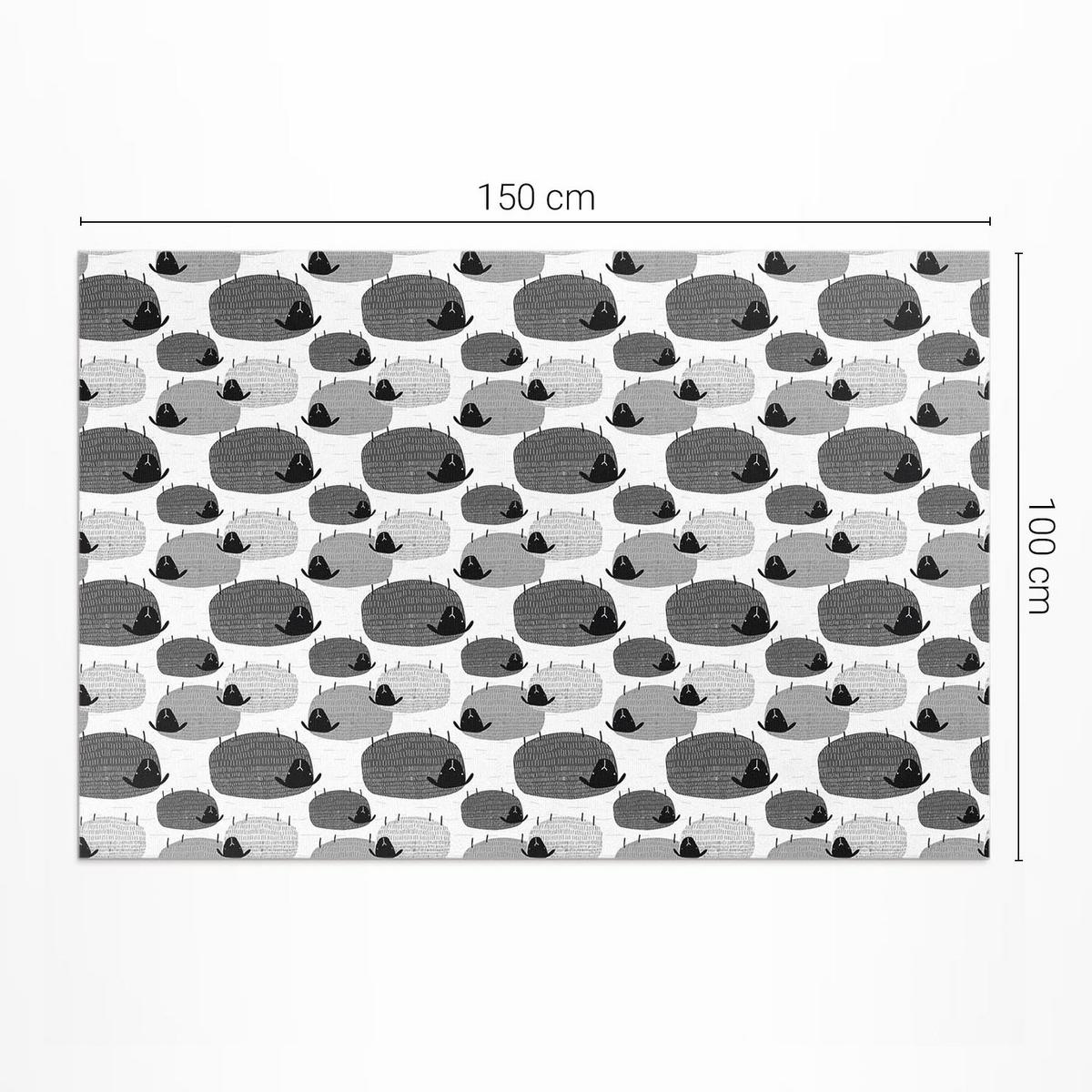 TEPPICH 100x150 cm Gemalte Schafe Regelmäßiges Muster - Anthrazit/Weiß, Kunststoff (100/150cm) - Wallfluent