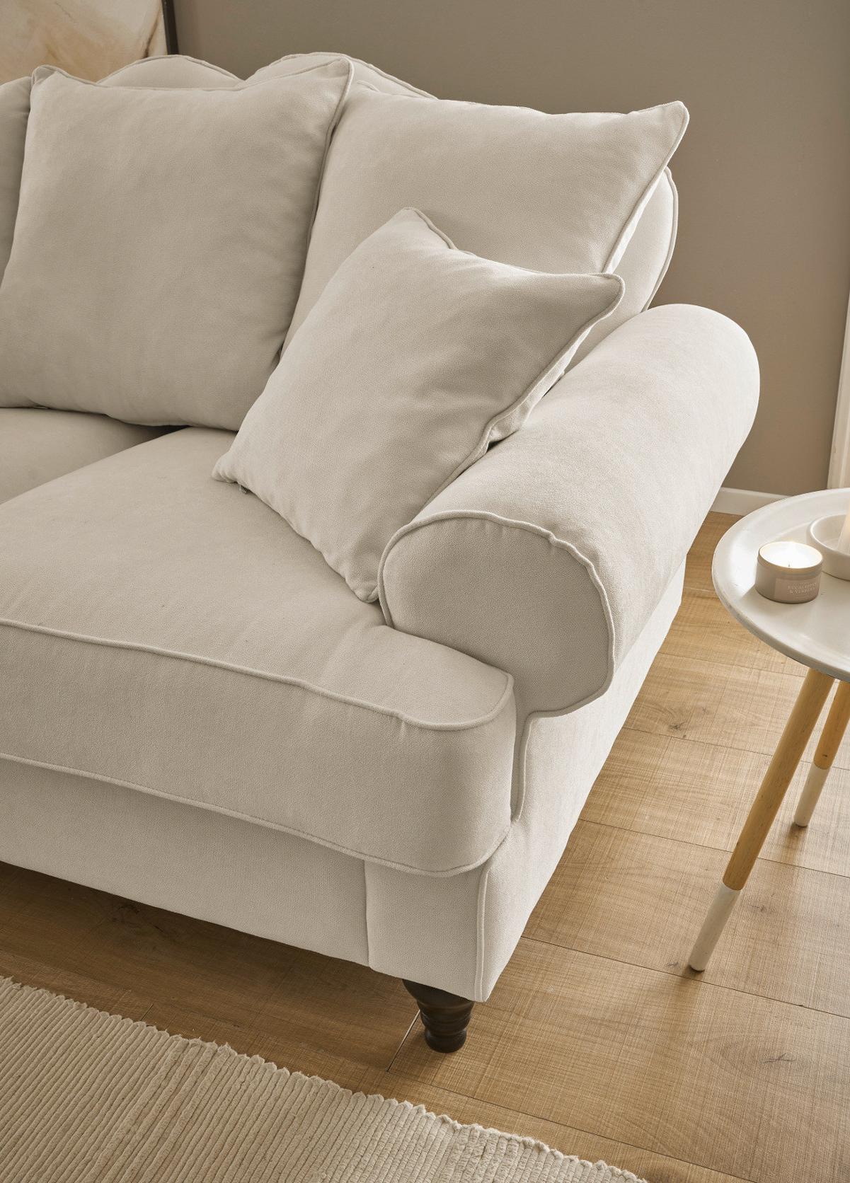SOFA beige Landhaus, Couch 2-Sitzer 170 cm - Beige, Holz/Textil (170/95/100cm) - Furn.Design