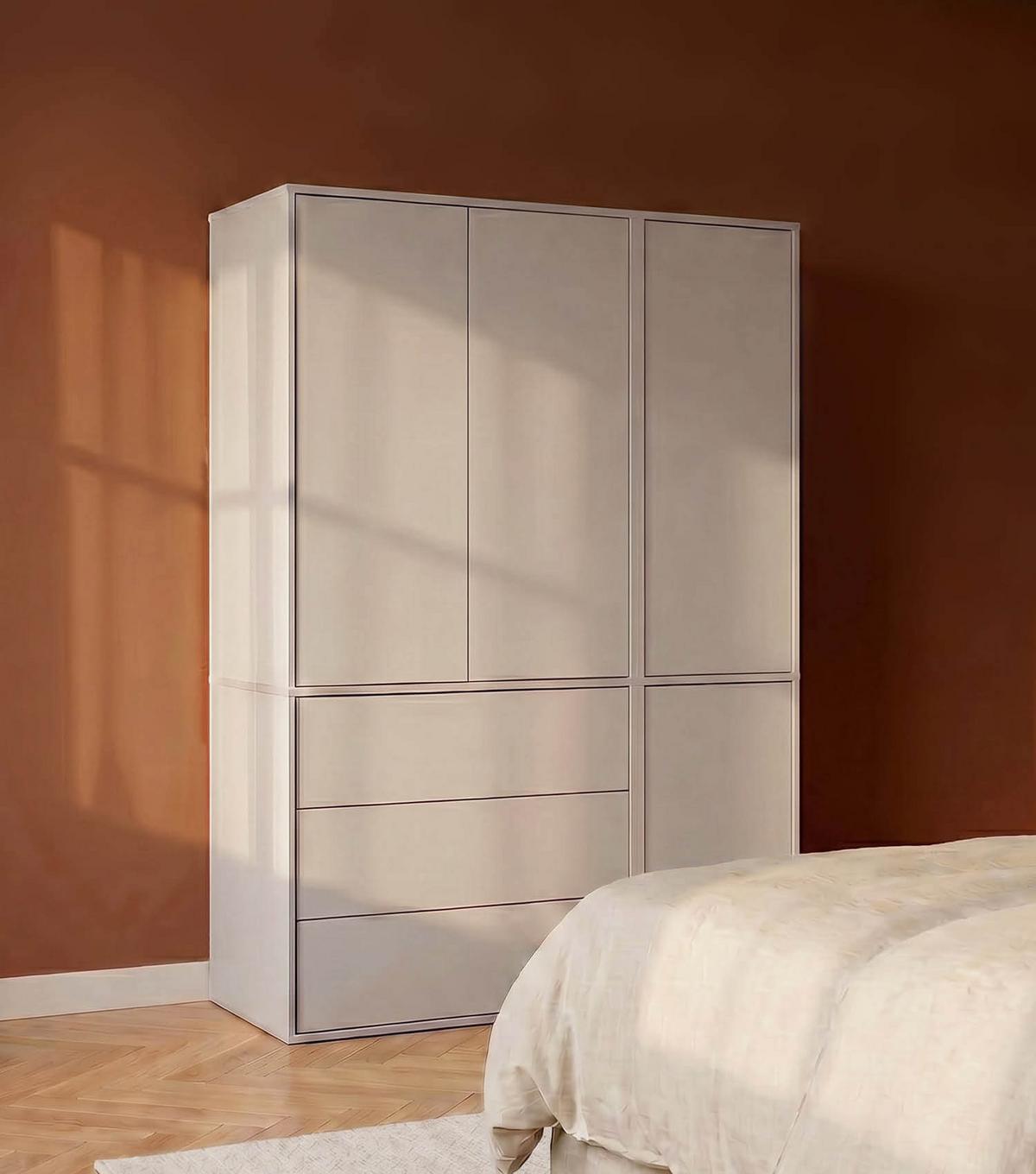 KLEIDERSCHRANK Robe - Beige, Holzwerkstoff (137/197/58cm) - Mokebo