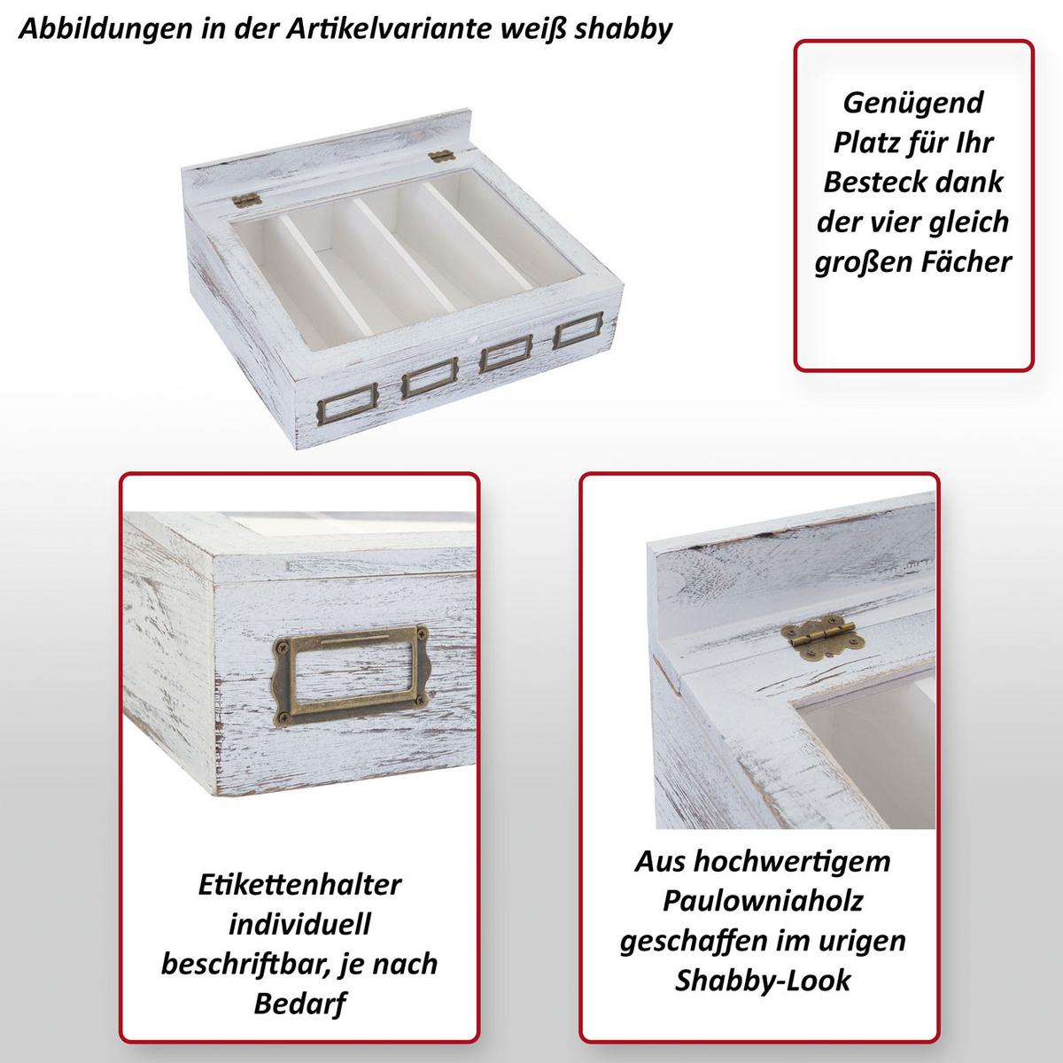 BESTECKKISTE Reinweiß - Weiß, Holz (37/17/33cm) - MCW