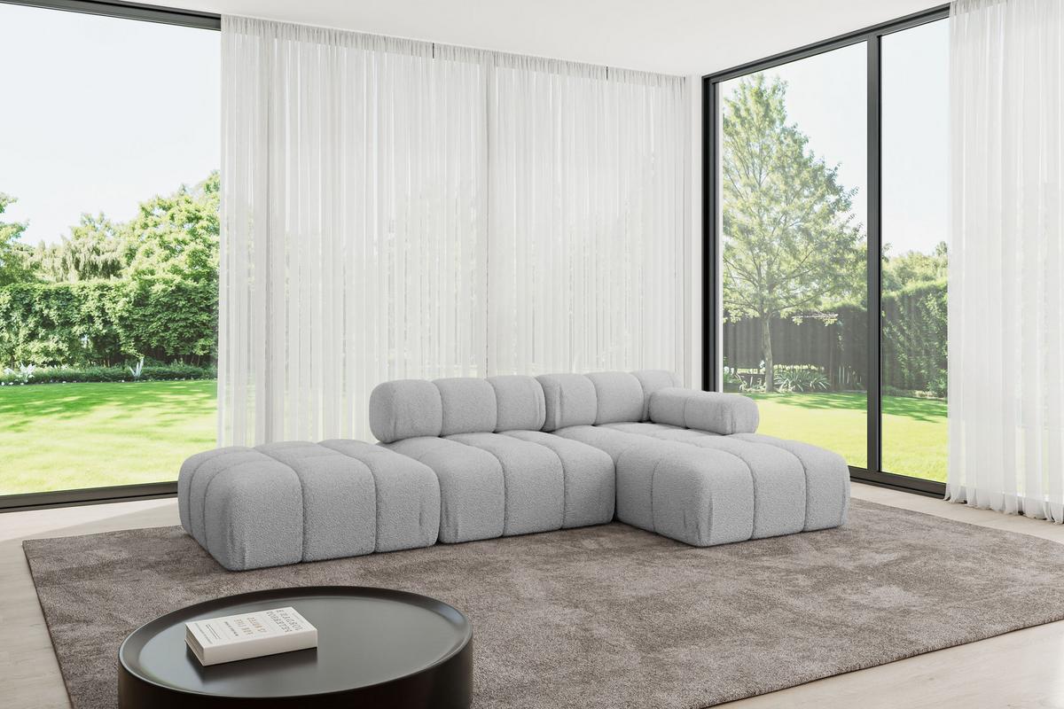 ECKSOFA modulares Sofa Lizur-L1 - 285x160x70 cm Hellgrau Bouclé - Hellgrau, Holzwerkstoff/Textil (285/160cm) - ALTDECOR