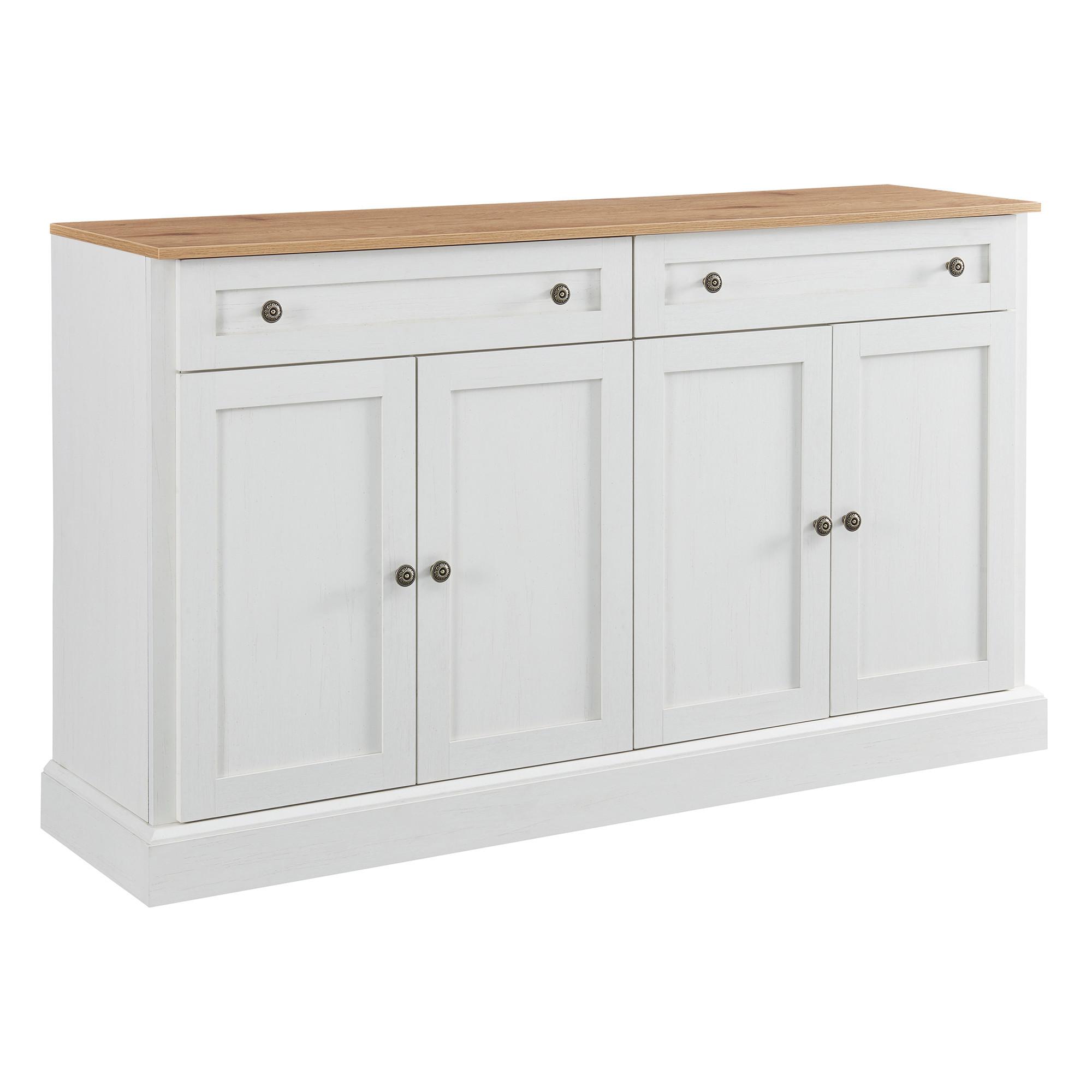 SIDEBOARD 150 cm in Antik Weiß & Natur - Weiß/Naturfarben, Holzwerkstoff (150/86/40cm) - Urban Meuble