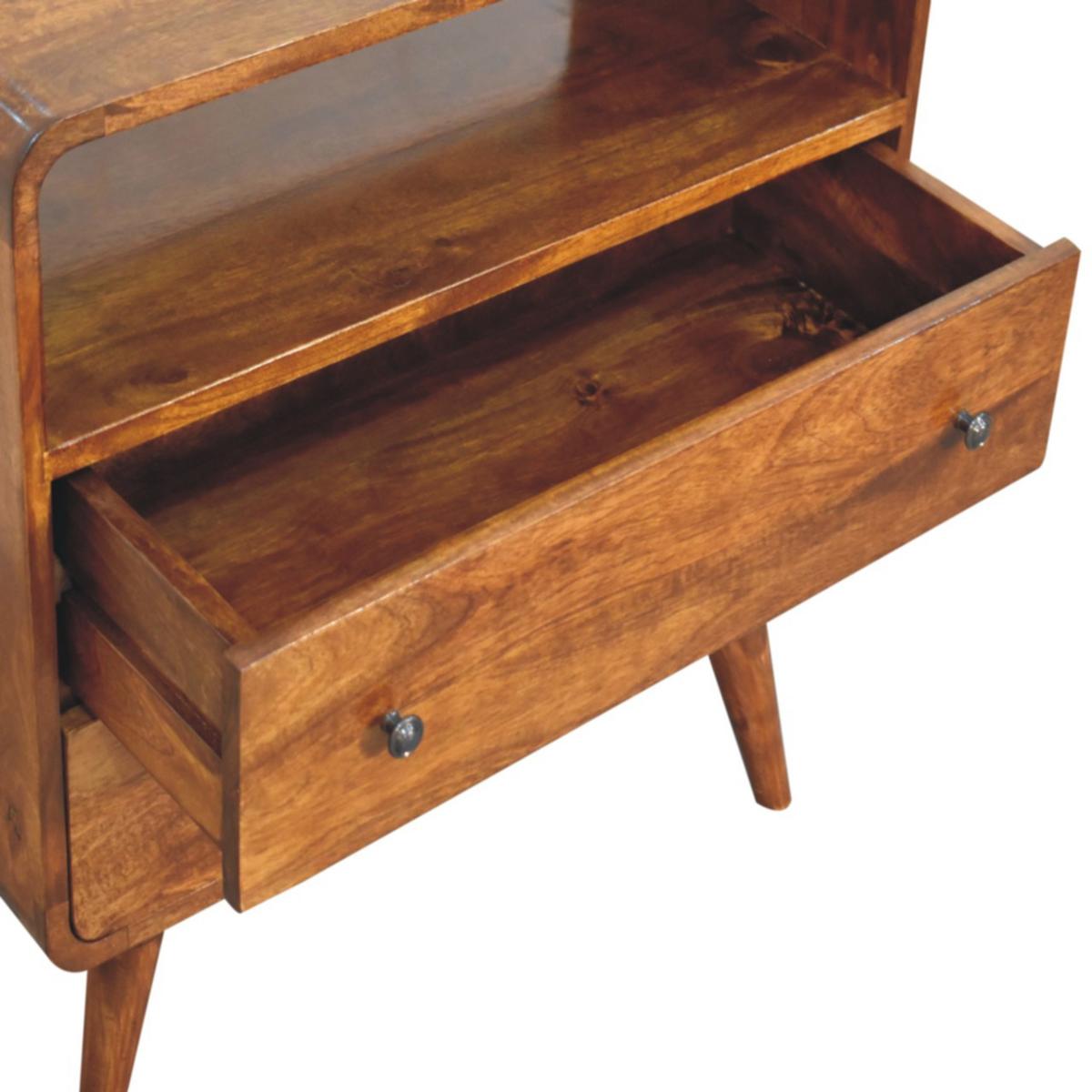 KONSOLE mit abgerundeten Kanten im nordischen Stil, Braun - Messingfarben/Braun, Mangoholz/Holz (70/70/35cm) - Artisan Furniture