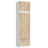 KLEIDERSCHRANK Weiß, Eiche Sonoma 234/60/51 - Weiß/Sonoma Eiche, Holzwerkstoff (60/234/51cm) - RAUMHIRSCH FURNITURE