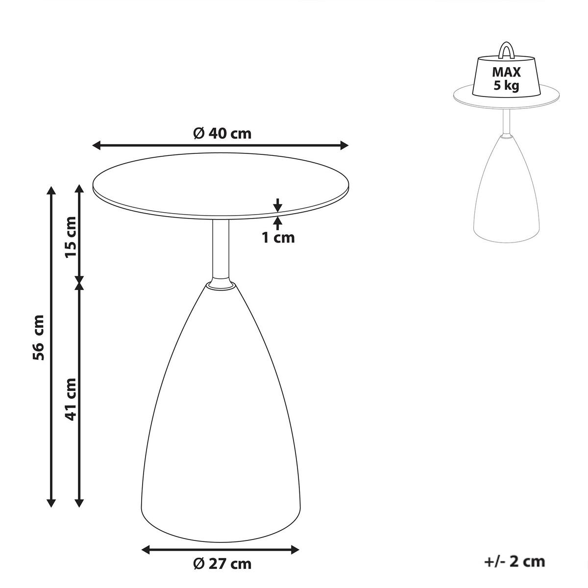 BEISTELLTISCH Sicherheitsglas Weißer Marmor Wabby - Weiß, Metall (40/40/56cm) - Beliani