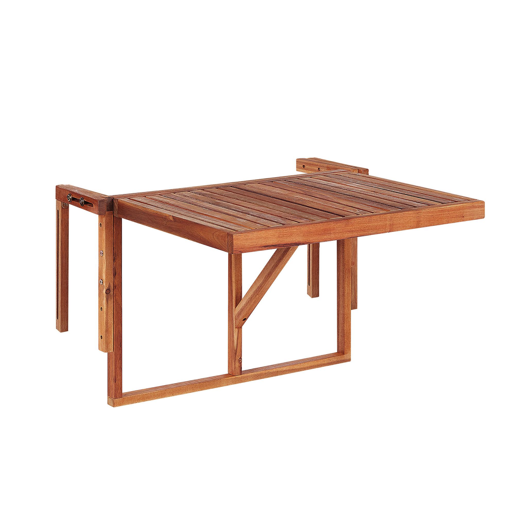 BALKONTISCH 60/40 cm Massivholz Dunkler Holzfarbton Udine - Dunkelbraun, Holz (70/69/51cm) - Beliani