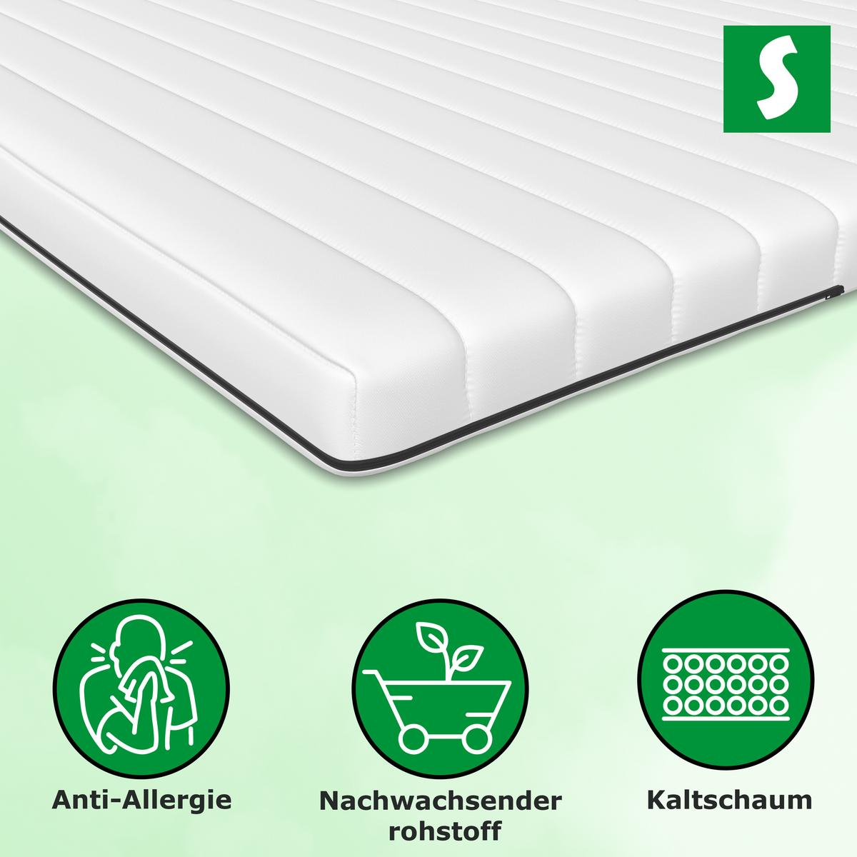 KALTSCHAUM-TOPPER – 100/200 cm, 11 cm Höhe - Weiß, Textil (100/200cm) - Schlaftroll