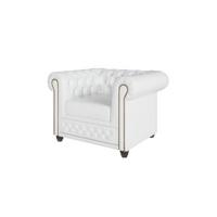 CHESTERFIELD-SESSEL Morin Weiß vegan Leder - Weiß/Braun, Holz/Textil (94/72/86cm) - S-Style Möbel