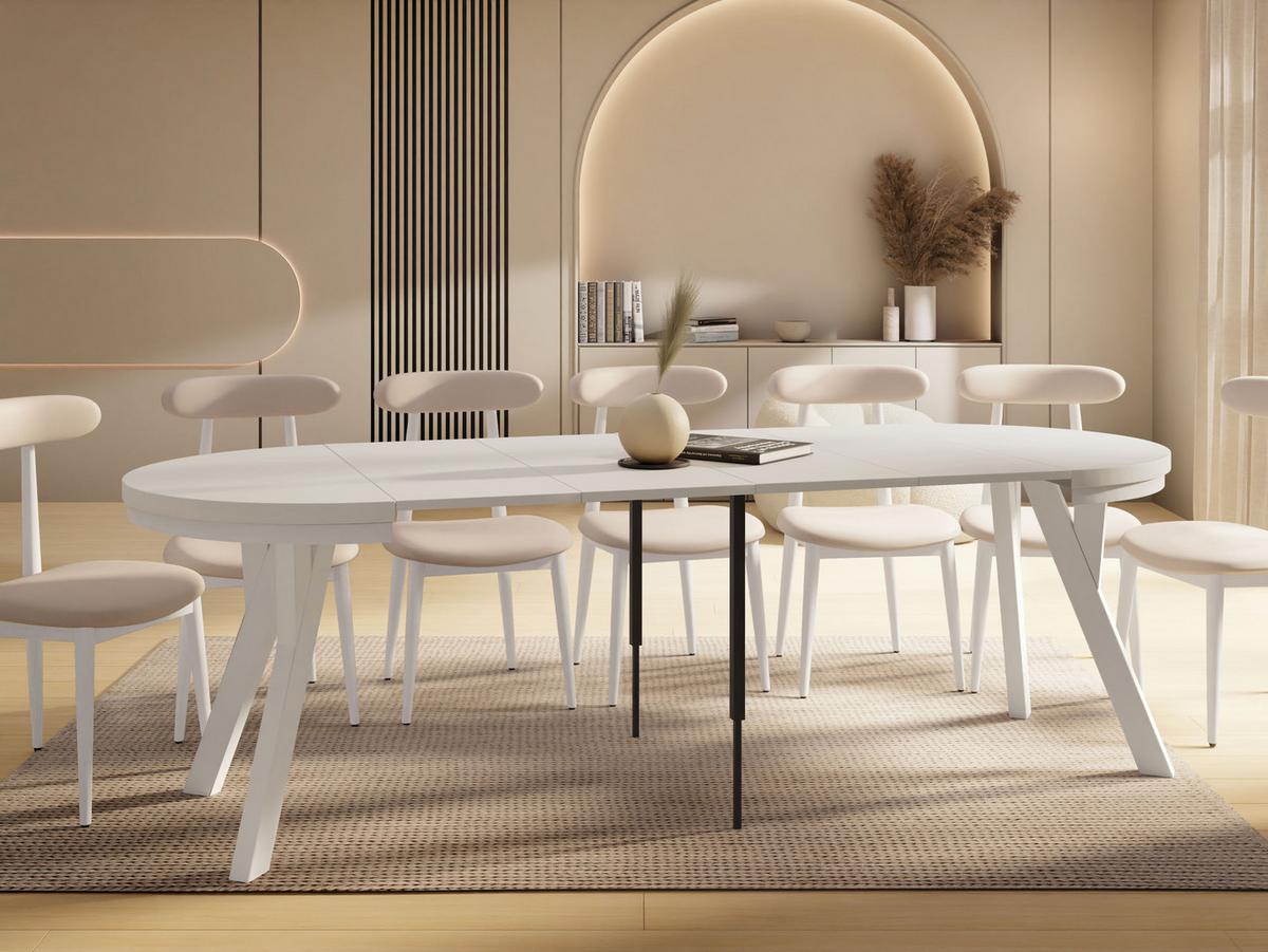ESSTISCH Vero Neo Weiß rund ausziehbar verlängerbar, Kaschmir 100-300/100/77 cm - Kaschmir/Beige, Holz/Holzwerkstoff (100/300/77cm) - WFL GROUP