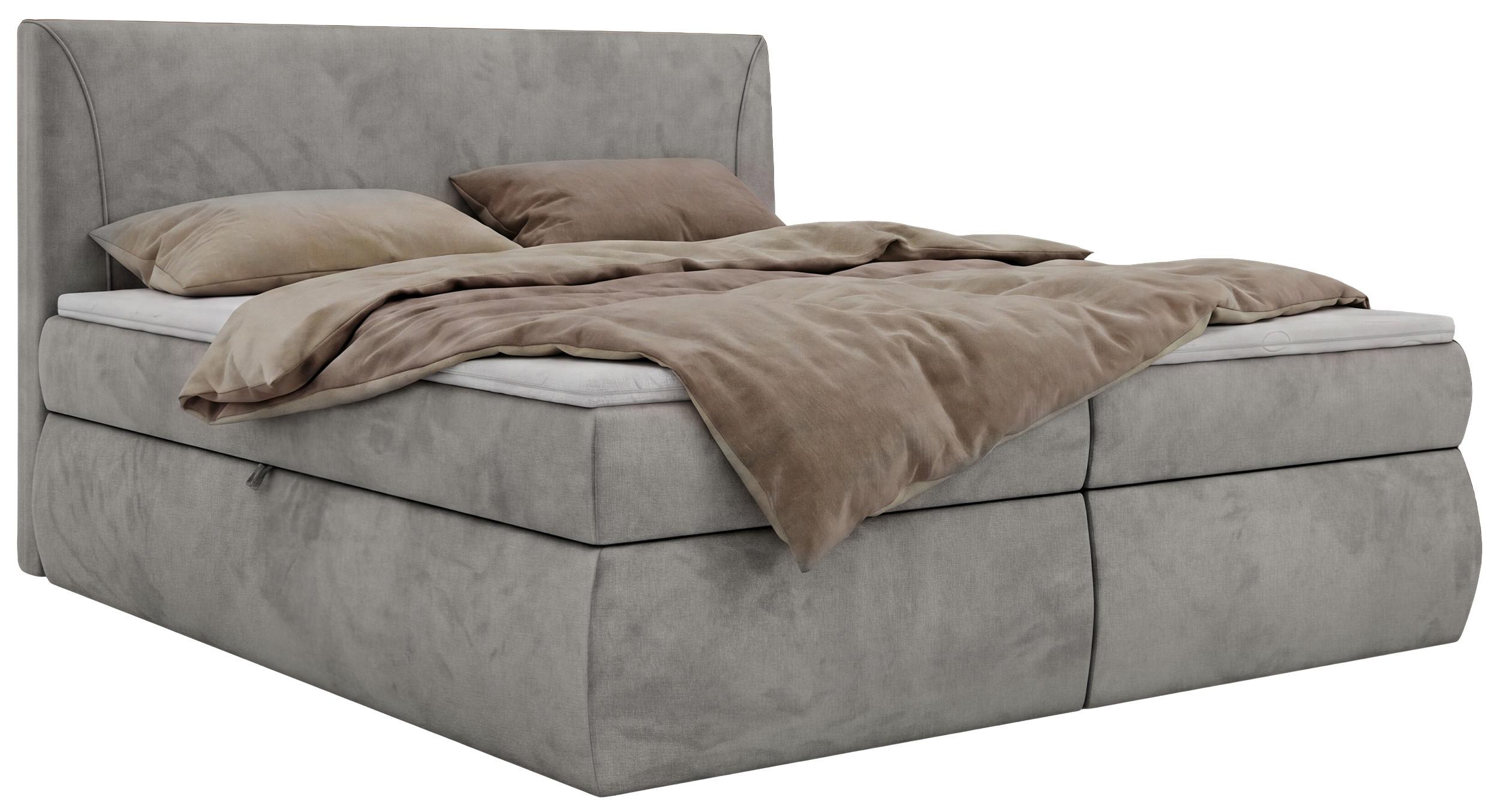 BOXBETT TARENZA 180/200 - Beige Velvet - Topper T25 - H3 - Hellgrau/Schwarz, Kunststoff/Textil (180/200cm) - MKS