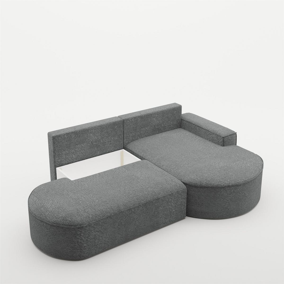 ECKSOFA Venedig Mit Schlaffunktion - Dunkelgrau, Holzwerkstoff/Textil (278/179cm) - Fun Möbel